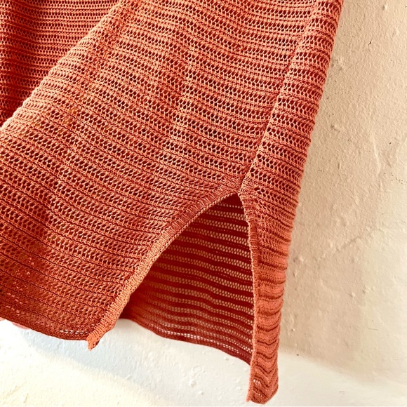 Callahan Open Knit Genny Midi Skirt, Fully Lined 100% Cotton, Rust Orange Size M - Picture 3 of 8